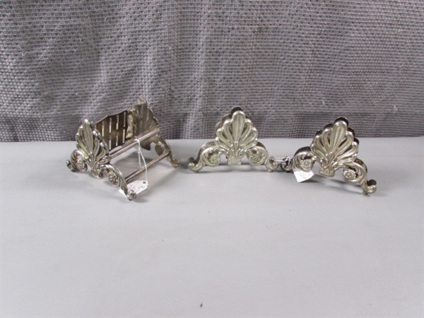 Vintage 3 Pc Set Silver Plated Buffet Caddies