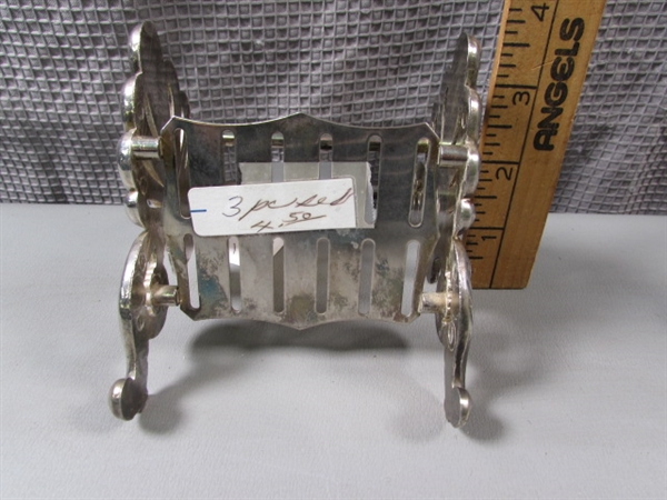 Vintage 3 Pc Set Silver Plated Buffet Caddies