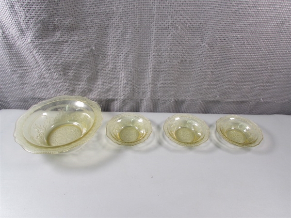 Vintage Yellow Depression Glass Shallow Bowls