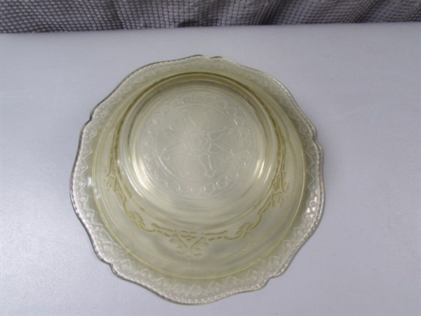 Vintage Yellow Depression Glass Shallow Bowls