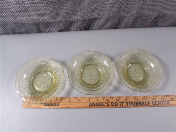 Vintage Yellow Depression Glass Shallow Bowls