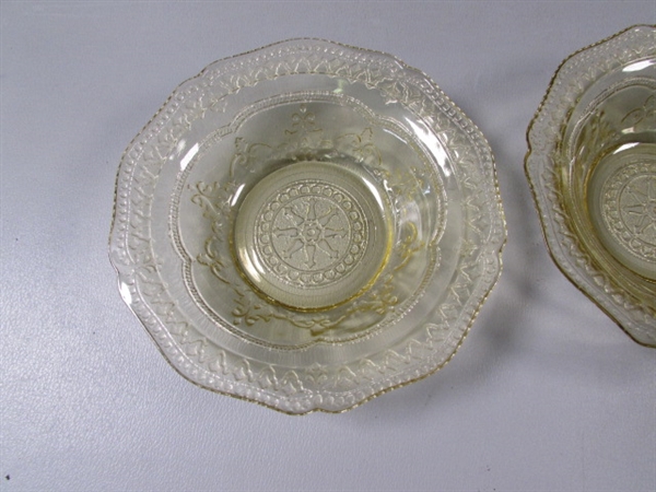 Vintage Yellow Depression Glass Shallow Bowls