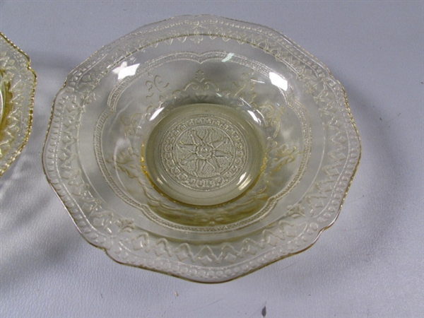 Vintage Yellow Depression Glass Shallow Bowls