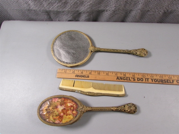 Antique Ladies Mirror, Comb, and Brush Set