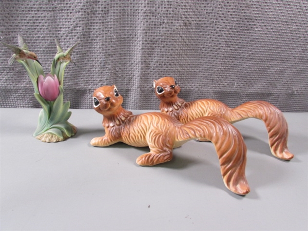 Vintage Kelvin's Ceramic Squirrels and Crystal Cathedral Ministries Hummingbirds