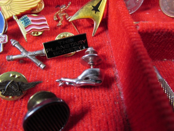 Pins, Cufflinks, and more. Comes in a velvet lined box.