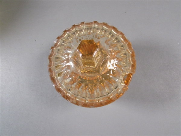 Vintage Amber and Yellow Glass Lidded Dishes