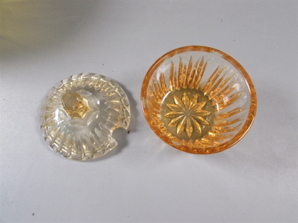 Vintage Amber and Yellow Glass Lidded Dishes