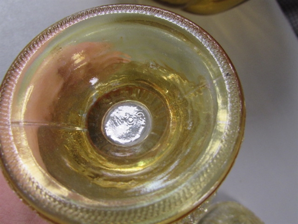 Vintage Amber and Yellow Glass Lidded Dishes