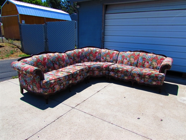 Vintage Floral Sectional Sofa