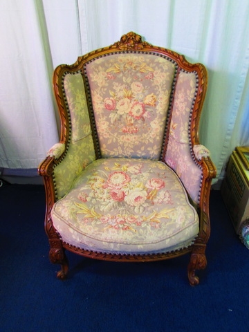 Antique Wingback Chair W/Nailhead Accents