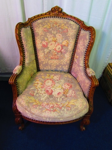 Antique Wingback Chair W/Nailhead Accents