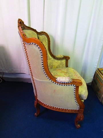 Antique Wingback Chair W/Nailhead Accents