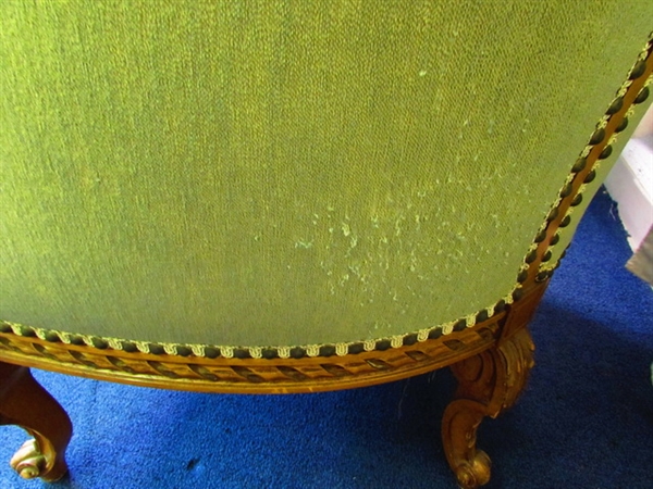 Antique Wingback Chair W/Nailhead Accents