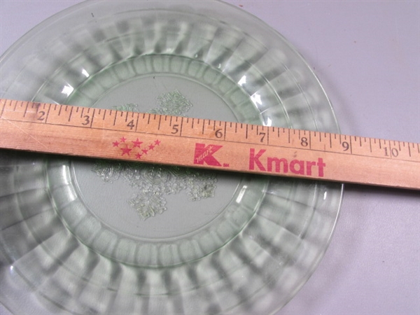 Vintage Green Depression Glass Plates and Divided Bowl