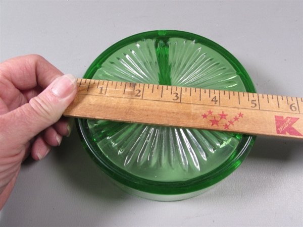 Vintage Green Depression Glass Plates and Divided Bowl