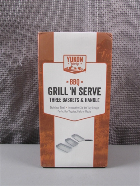 New- Yukon Glory BBQ Grill 'N Serve Three Baskets and Handle