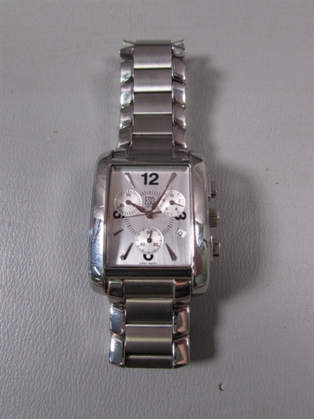 Mens ESQ Esquire Swiss Watch and Sterling Silver Necklace