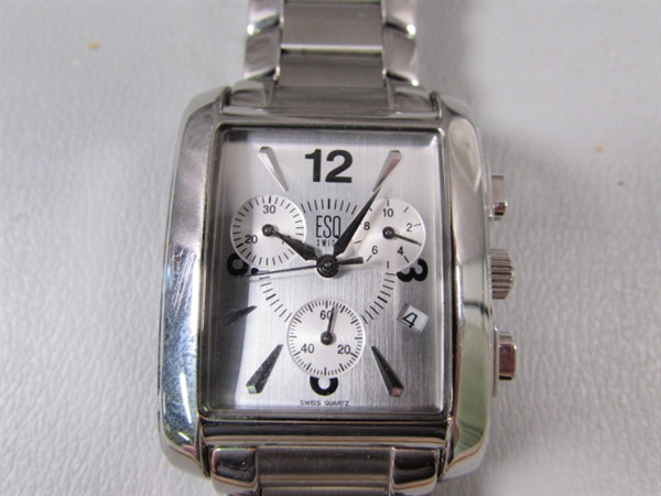 Mens ESQ Esquire Swiss Watch and Sterling Silver Necklace