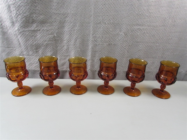 Set of 6 Vintage Crown Thumbprint Goblets