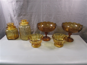 Vintage Pedestal Dishes and Canisters