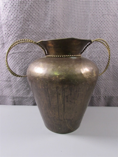 Brass Urn, Handpainted Lidded Bowl, Candle, Holder, etc.