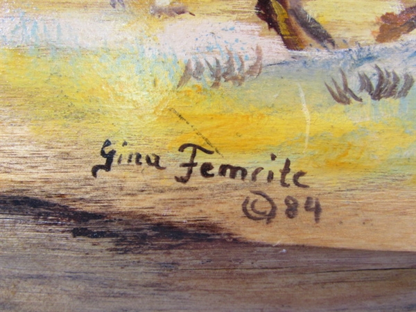 Gina Femrite 1984 Original Cowboy Painting on Wood