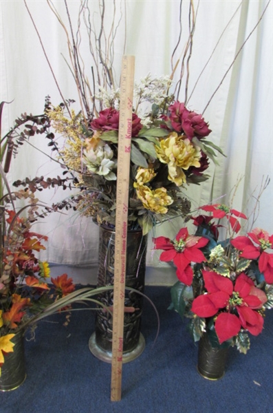 Faux Floral Decor with 1 umbrella stand and 2 vases.