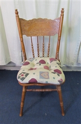 Vintage Carved Back Chair w/Solid Seat