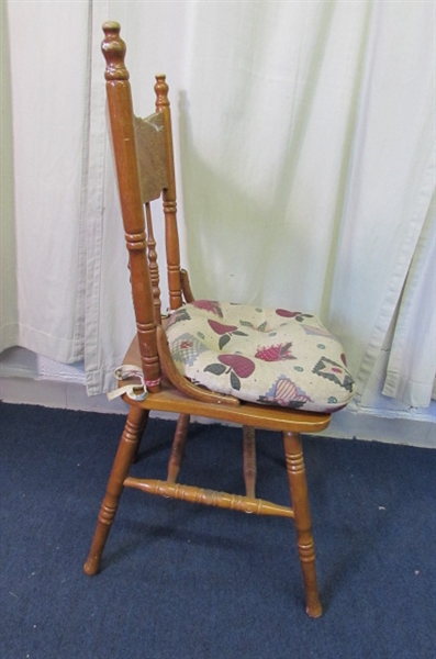 Vintage Carved Back Chair w/Solid Seat