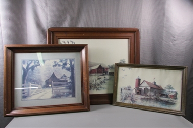 Set of 3 Framed Barn Pictures