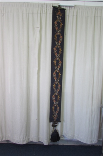 Vintage Needlepoint Rose Bell Pull