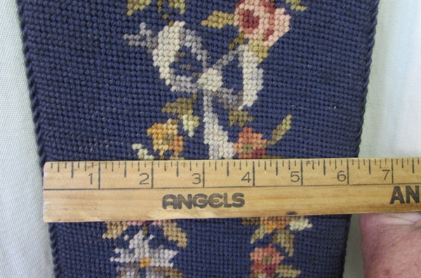 Vintage Needlepoint Rose Bell Pull