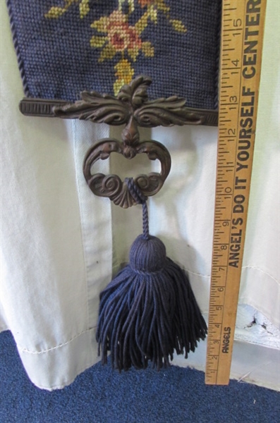 Vintage Needlepoint Rose Bell Pull