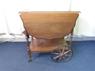 Vintage Tea Cart with Folding Sides and Handle