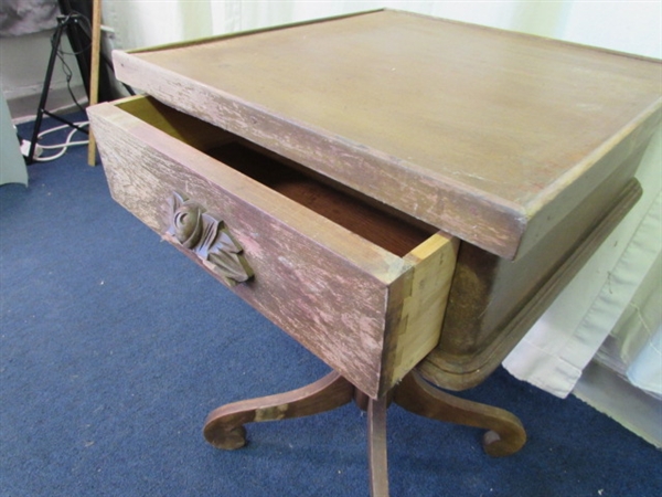 Vintage Wooden Table With Drawer