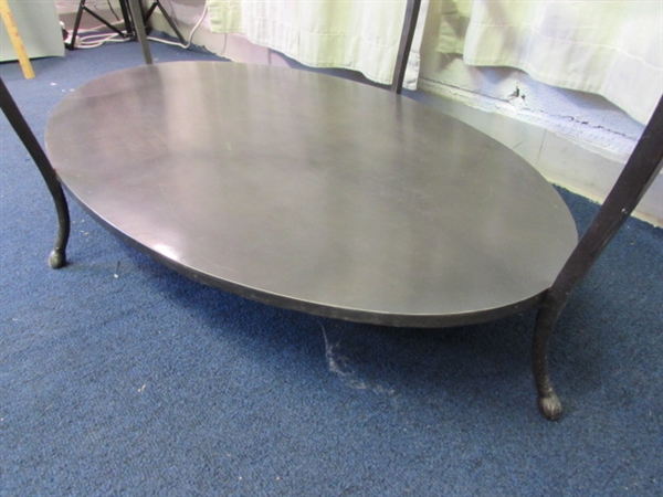 Heavy Duty Metal Coffee Table with Glass Top