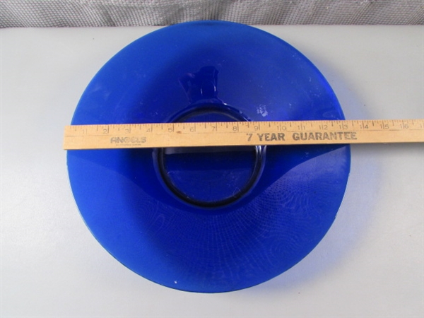 Cobalt Blue Glass Bowl With Stand