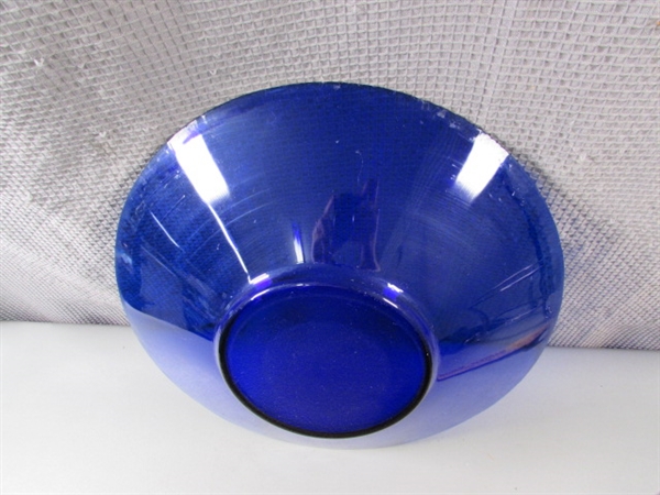 Cobalt Blue Glass Bowl With Stand