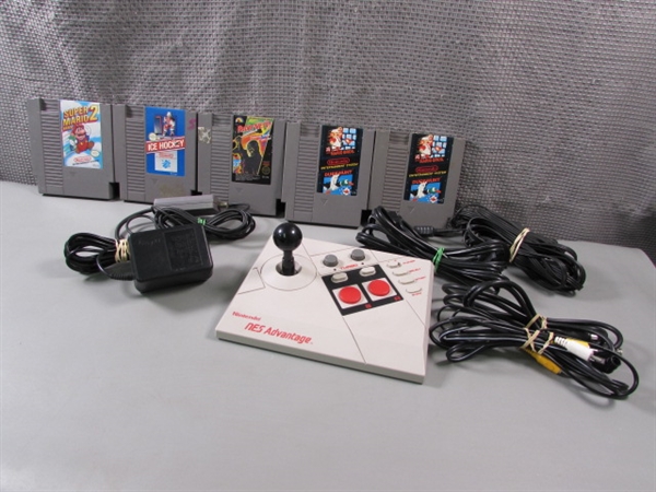 Nintendo Entertainment System NES Games, Controller, and Cords