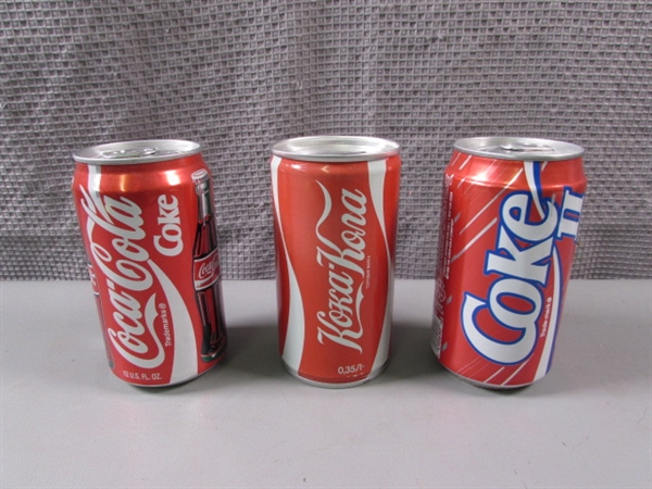 Empty Coca-Cola Cans and Koka-Kora Russian Banks