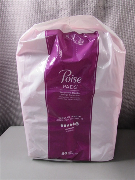 NEW-Poise Pads Regular Length 56 Ct + Partial Bag