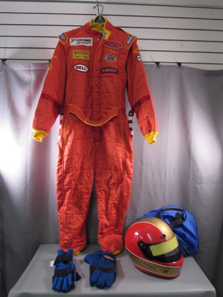Formula 1 Racing Suit, Helmet and Gloves