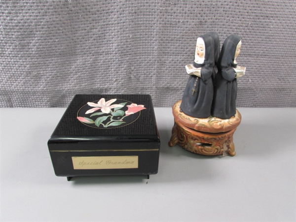 Japanese Black Lacquer Music Jewelry Box and APCO Music Box