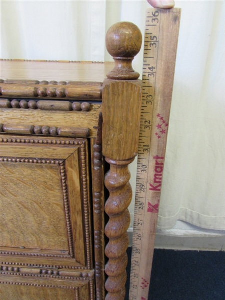 Vintage 3 Shelf Cabinet W/Barley Twist Columns
