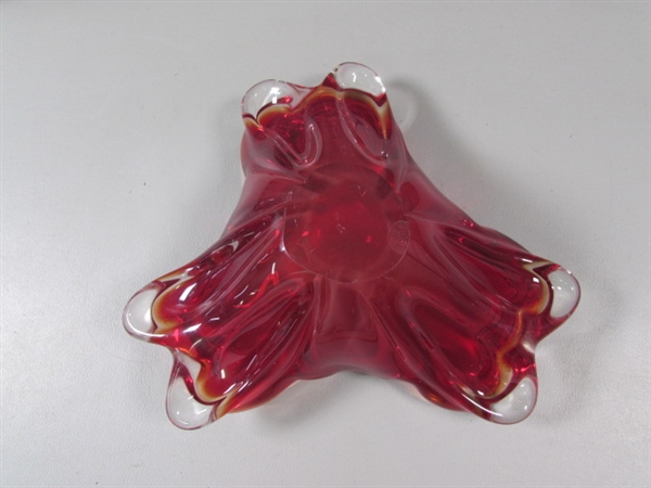 Thick Heavy Red Art Glass Bowl