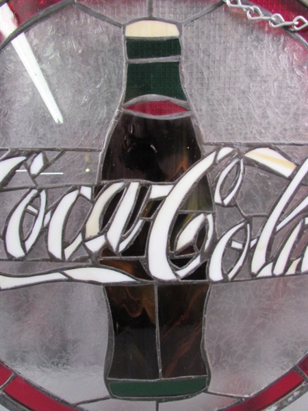 Vintage Leaded Coca-Cola Stained Glass Hanging