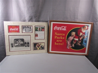 Framed Coca-Cola Poster and Matted VTG Signs and Ads