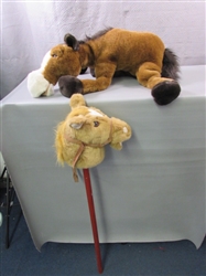 Stick Horse and Plush Stuffed Horse