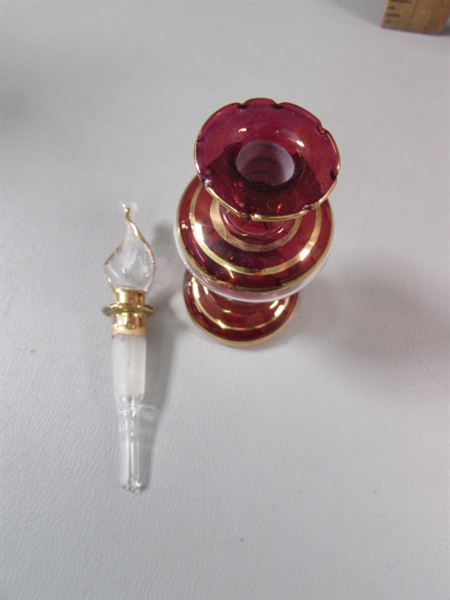 Egyptian Perfume Bottle-Hand Painted with 24Kt Gold Accents & Thumate Bottle